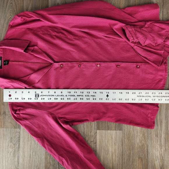 Peck & Peck Collection‎ Womens Pink Chevron Herringbone Button Up Shirt Size 10 - Picture 6 of 11